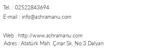 Ashram Anu Hotel & Apart telefon numaralar, faks, e-mail, posta adresi ve iletiim bilgileri